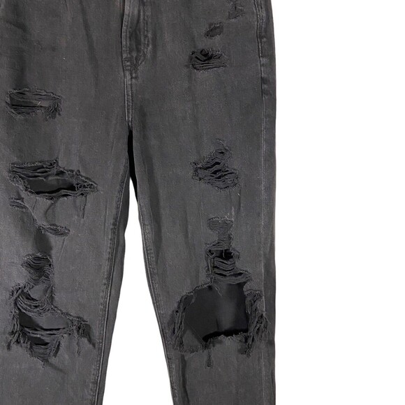 American Eagle Women's Size 2 Mom Straight Jean Distressed Faded Black Denim 90s - Picture 7 of 14